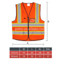 Neon Orange High Visibility Reflective Safety Vest with Pockets and Zipper Double Horizontal Reflective Strips ANSI/ISEA